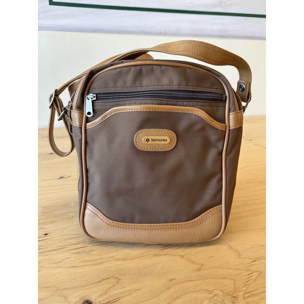 Samsonite Brown & Camel Square Small Zipper Messenger Satchel Travel Bag